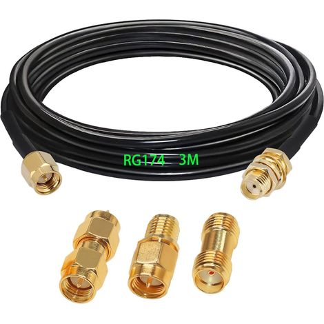 Sma Rg174 Verlängerungskabel, 3 M Kupfer, 50 Ohm, 3 Hf-adapter, Wlan, Router