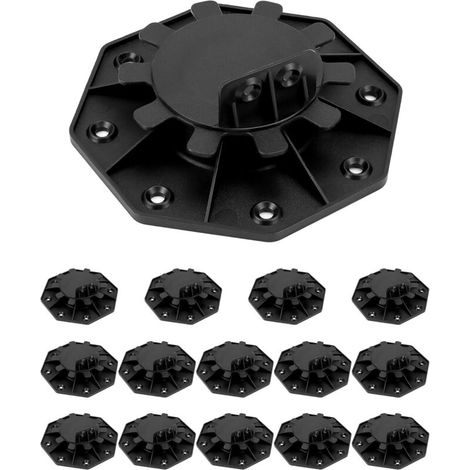 Qwork® 15-teiliges Set Verstellbarer Terrassenfüße 30-60 Mm, Geeignet Für Holz-/wpc-/aluminium-terrassendielen