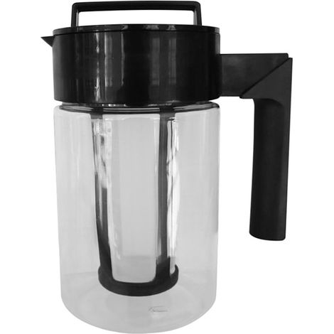 Einfacher Eiskaffeebereiter Für Zu Hause Mit Filter, Dicht Schließendem Deckel, Rutschfestem Silikongriff, Polycarbonat, 900 Ml, Schwarz