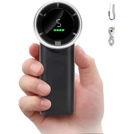 Tragbarer Turboventilator, Mini-ventilator Mit Led-anzeige, Persönlicher Ventilator, 4000 Mah, Usb-aufladbar, 5 Geschwindigkeitsstufen, Wimpern-make-up-ventilator, Kleine Größe