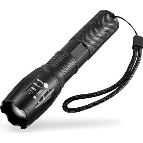 Extrem Leistungsstarke Xml-t6 Led-taschenlampe: Geeignet Zum Radfahren Oder Wandern, Mit 5 Modi, Darunter Blitz, Zoom Und Einer Leuchtweite Von 500 M.
