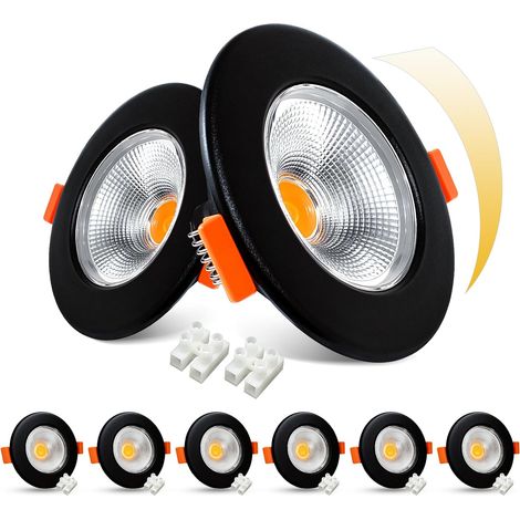 Set Mit 8 Schwarzen Led-einbaustrahlern, Dimmbar, 10 W, Warmweiß 3000 K, Für Küche, Schlafzimmer, Wohnzimmer