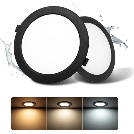 Set Mit 2 Schwarzen Led-einbaustrahlern, 24 W, Ip44, 3000–6000 K, Ausschnitt 185–210 Mm, Für Bad Und Küche