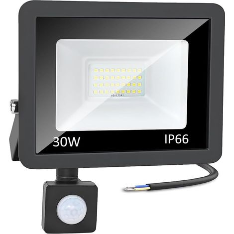 Bewegungsmelder-flutlicht, 30 W, 3000 Lm, Ip66 Wasserdicht, Kaltweißes Licht (6500 K) Für Garten, Hof Und Garage