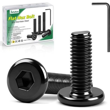 Packung Mit 20 M5 X 16 Bolatus Flachkopf-innensechskantschrauben Aus A2 V2a Edelstahl Mit Innensechskantschlüssel Für Möbel, Parkplätze, Elektrogeräte, Motorradzubehör Usw.