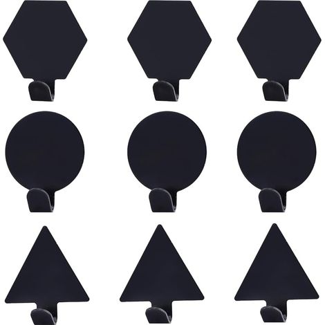 Selbstklebende Haken, Wandhaken Zum Kleben, Schwarze Wandhaken Zum Kleben, Für Badezimmer Und Küche (drei Formen)