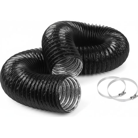 X 80-mm-ablaufschlauch, 1,5 M Langer Flexibler Aluminiumschlauch, Schwarz, Zur Belüftung