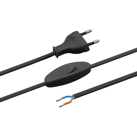 Netzkabel, Integrierter Schalter, Kunststoff H03vvh2-f, 2-adrig, Für Den Innenbereich