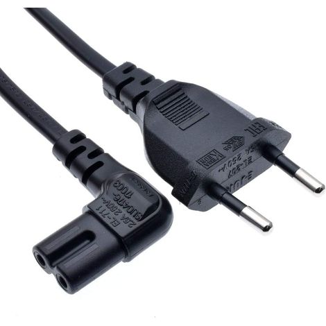 Rechtwinkliges Netzkabel Iec C7 2m Eu-stecker, Kompatibel Mit Fernseher Und Konsole