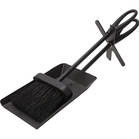 Set Bestehend Aus Besen Und Ascheschaufel, 38 Cm Lange Gusseisengriffe, Schwarze Oberfläche, Für Kamin Und Grill