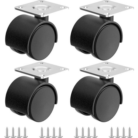 1,5-zoll-möbelrollen, 4er-set Kunststoffrollen Für Wagen, Möbel, Kinderbetten, Küchen, Schränke Und Tische