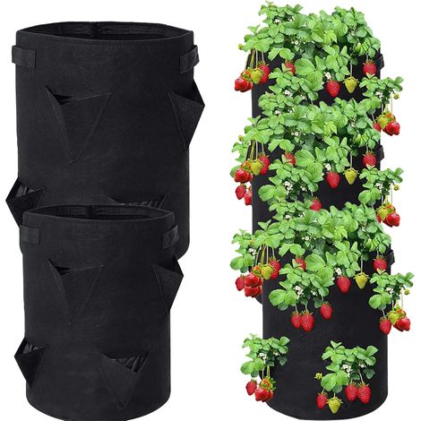 2-teiliges Pflanzbeutel-set, 300 G Vliesstoff, Mit Griff, Für Gemüse Und Blumen, Für Drinnen Und Draußen