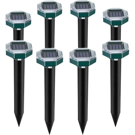 8-teiliges Maulwurfabwehr-set, Solarbetrieben, Ultraschall, Ip65 Wasserdicht, Für Den Garten