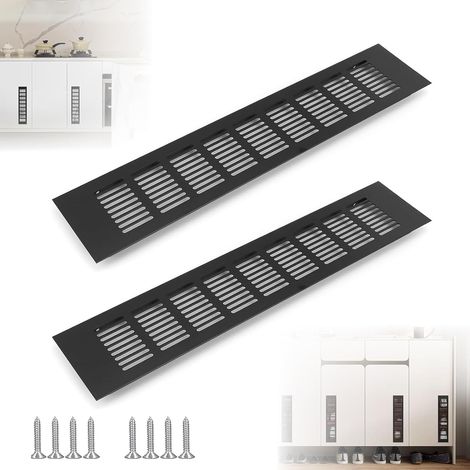 Lüftungsgitter, Aluminium, 500 Mm X 80 Mm, Schwarz, Für Kleiderschrank Und Schlafzimmer