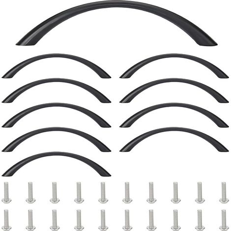 10 Möbelgriffe, Aluminiumlegierung, Schwarz, 96 Mm Lochabstand, Für Küchenschubladen