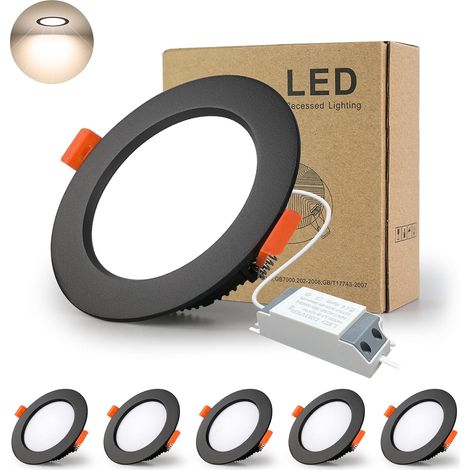 5er-pack Led-einbaustrahler, Schwarz, 7 W, 700 Lm, Ip44, Neutralweiß 4000 K, Für Bad Und Küche