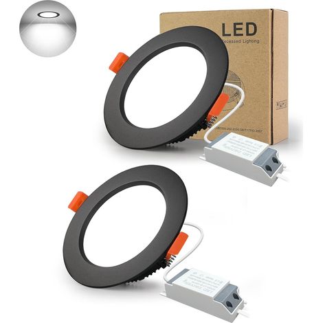2er-pack Led-einbaustrahler, Schwarz, 5 W, 500 Lm, Ip44, Kaltweiß 6000 K, Für Badezimmer, Küche, Wohnzimmer