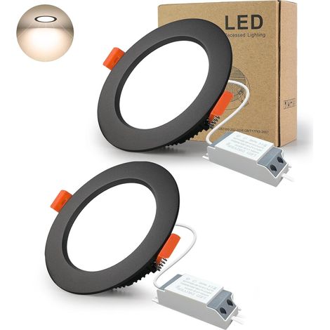 2er-pack Led-einbaustrahler, 7 W, 700 Lm, Schwarz, Extra Flach, Schutzart Ip44, Neutralweiß 4000 K, Für Bad, Küche Und Wohnzimmer