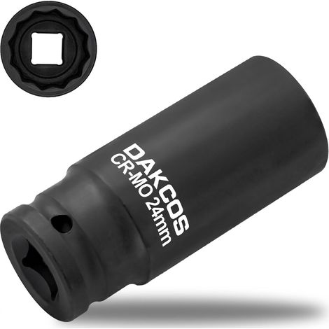 X 24-mm-steckschlüssel, Chrom-molybdän-stahl, 12-kant, 78 Mm Lang, Für 1/2"-schlagschrauber