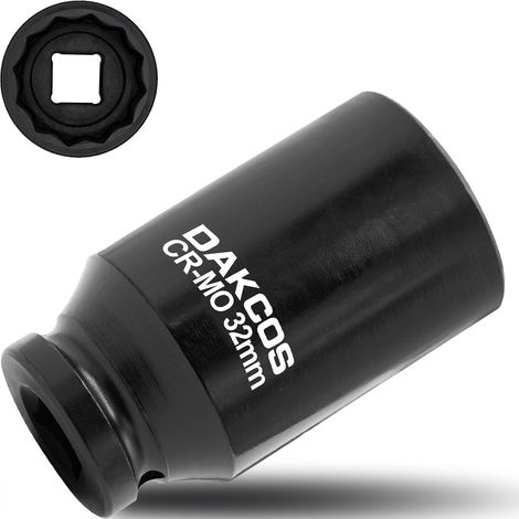 X 32-mm-12-kant-schlagschrauber-steckschlüssel, Chrom-molybdän-stahl, 78 Mm Tiefe, Für Kreuzgelenkmuttern