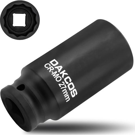 X 27-mm-12-kant-schlagschrauber-steckschlüssel, Chrom-molybdän-stahl, 78 Mm Länge, Für Kreuzgelenkmuttern