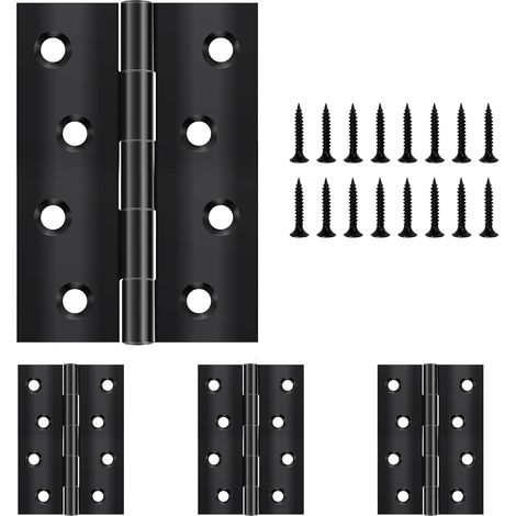 Set Mit 4 Schwarzen Edelstahlscharnieren 100x70mm 8 Löcher Für Türen, Fenster Und Schränke