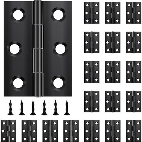 20er-pack Scharniere 44x31mm, Schwarzer Edelstahl, 6-loch, Für Türen, Fenster Und Schränke