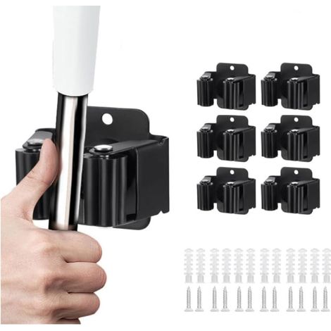 Set Mit 6 Wandmontierten Besenhaltern, Edelstahl, Rutschfest, Für Garage, Küche, Badezimmer