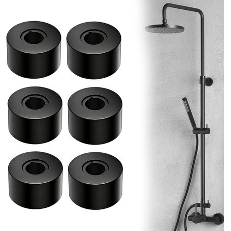 Set Mit 6 Schwarzen Edelstahl-rohrrosetten, 66 Mm Durchmesser, Für Badezimmerheizkörper