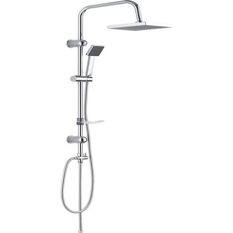Quadratisches Duschset, Edelstahl, Chrom-finish, Schwarzer Duschkopf, Für Badezimmer