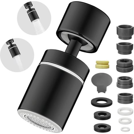 X 360° Drehbarer Wasserhahn-luftsprudler, Doppelstrahl, Edelstahl, M22 Auf M24 Adapter, Küche Und Bad