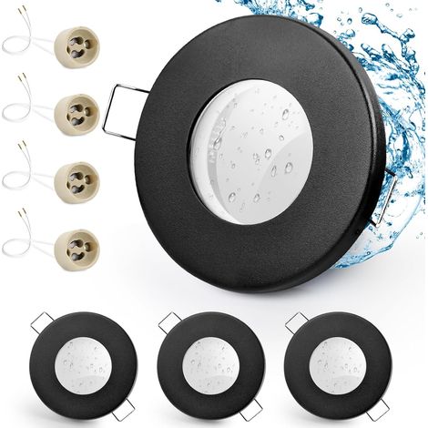 4x Einbaustrahler, Ip65, Schwarz, Gu10-fassung, 68 Mm, Badezimmer, Außenbereich