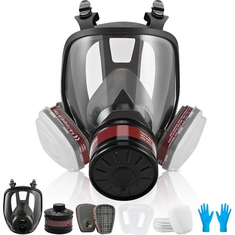 Vollgesichts-atemschutzmaske, Silikon, 40-mm-aktivkohlefilter, Polycarbonat-linse, Zum Schweißen Und Lackieren