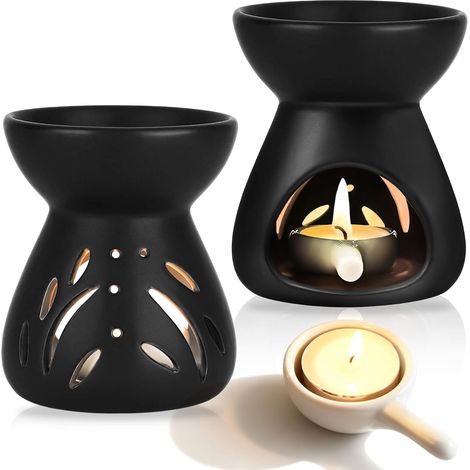 Set Mit 2 Keramik-duftlampen, Schwarz, 90 Ml, Kerze, Wohnzimmer