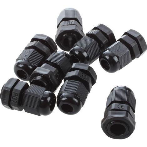 Packung Mit 8 Schwarzen, Wasserdichten Pg7-kabelverschraubungen Aus Kunststoff Für 3-6,5 Mm Kabel Für Maschinen