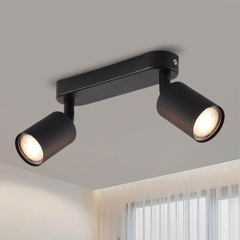Deckeneinbaustrahler, Gu10-sockel, Schwarzes Metall, 350° Drehbar, 180° Neigbar, Für Wohn-/schlafzimmer