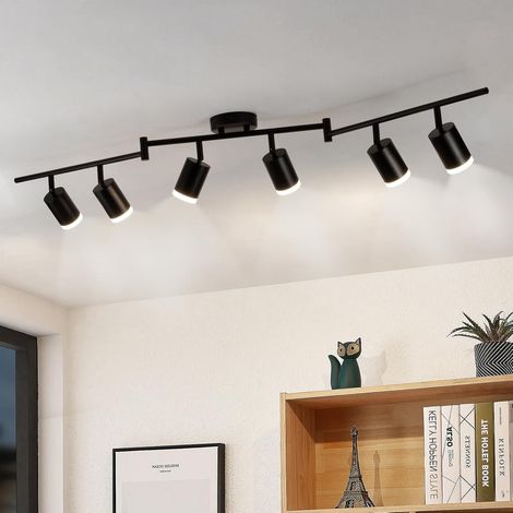 Schwarze Led-deckenleuchte Mit 6 Spots, 350° Verstellbar, Acryl, Gu10, Wohnzimmer/küche