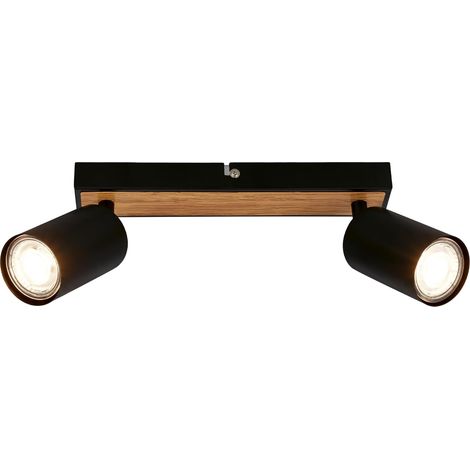 Deckenleuchte, Gu10-fassung, Max. 9 W, Metall Und Holz, Verstellbar, Für Den Innenbereich