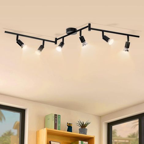 Deckenleuchte Mit 6 Verstellbaren Strahlern, Mattschwarzes Metall, Gu10-fassung, Für Wohnzimmer, Küche, Schlafzimmer