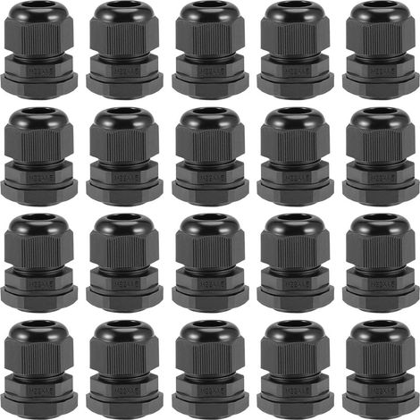 20 Schwarze Nylon-kabelverschraubungen M22x1,5, Wasserdicht Nach Ip68, Für Kabel Von 7 Mm Bis 12 Mm Durchmesser, Für Anschlussdosen