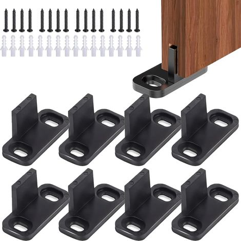 Set Mit 8 Schiebetürführungen, Pom-kunststoff, Schwarz, Für Schränke Und Schiebetüren