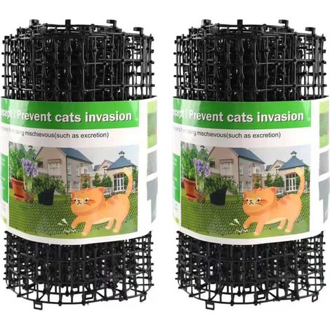 2-teilige Katzenabwehrmatte 2x30cm Mit Spikes Und Befestigungsbändern Für Garten Und Möbel