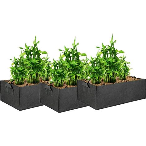 Pflanzsäcke, Schwarzes Vliesmaterial, Atmungsaktiv, 40 X 30 X 20 Cm, Verstärkte Griffe, Für Garten Und Balkon