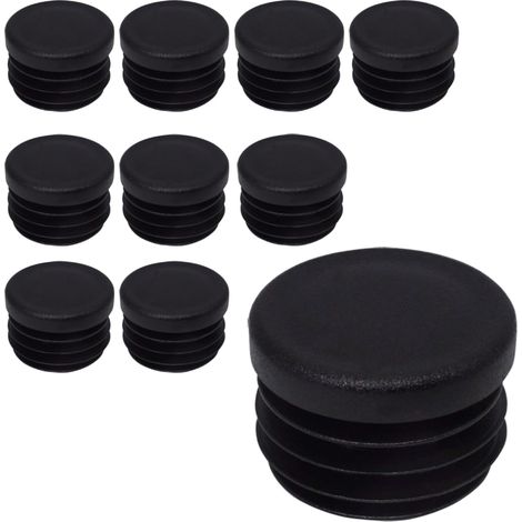 Packung Mit 10 Runden Rohrendkappen 28 Mm, Schwarzer Kunststoff, Ral 9005, Für Zaunpfosten