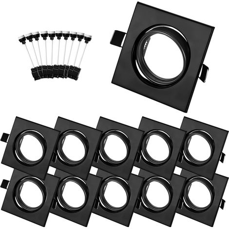 Set Mit 10 Einbaustrahlern, Schwarzer Quadratischer Rahmen, Gu10-keramikfassung, 30° Verstellbar, Für Wohnzimmer, Büro