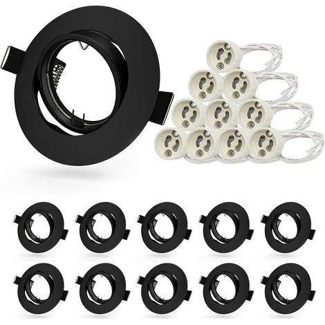 Set Mit 10 Gu10-einbaustrahlern, Rund, Mattschwarz, 30° Verstellbar, Für Wohnzimmer, Schlafzimmer, Küche