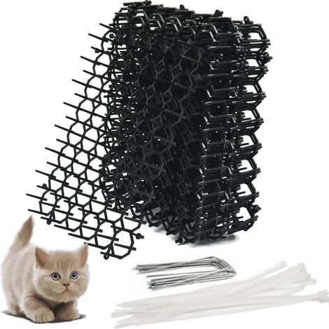 12 Katzenabwehrmatten, Kunststoffspitzen 20 X 15 Cm, Gartenabwehrmittel, Metallnägel, Kabelbinder, Pflanzenschutz