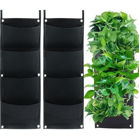 Set Mit 2 Hängepflanzbeuteln, 4 Taschen, Dickem Filz, Für Balkon, Garten, Außenbereich