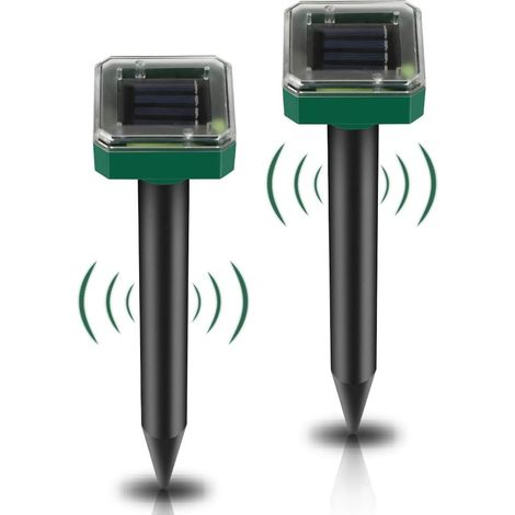 2er-pack Solarbetriebene Maulwurfsabwehrgeräte, Ultraschall 400-1000 Hz, 15 M Reichweite, Wühlmausschutz Für Gärten