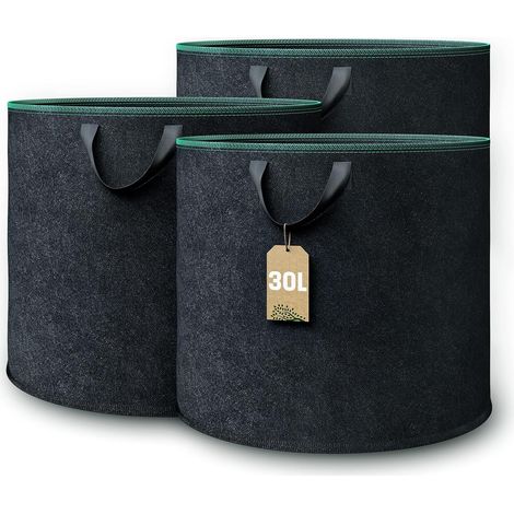 X 30-liter-pflanzsäcke, Vliesstoff, Stabile Griffe, Optimale Drainage, Garten, Balkon